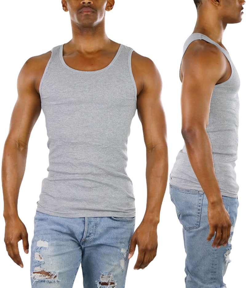 ToBeInStyle Men's 3-Pack A-Shirt Tank Top Muscle Shirt - Gray - L - Image 3